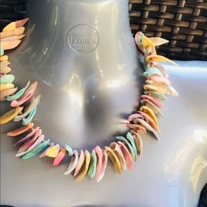 Painted seashells pastel color necklace